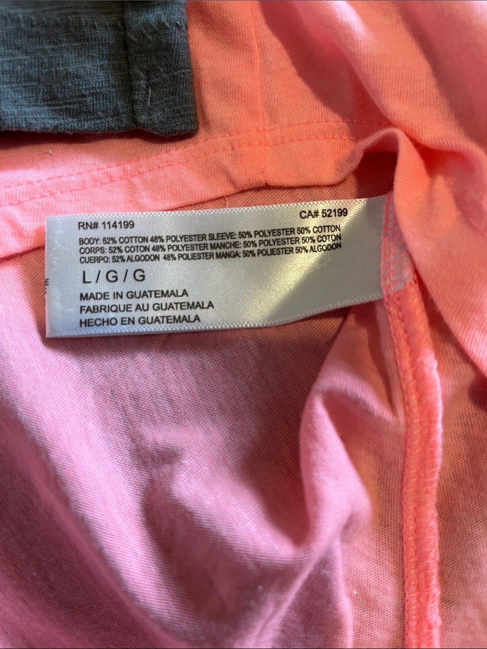 Roxy Coral and Gray Surf Raglan Long-Sleeve Tee Size L Cotton /Polyester - Picture 3 of 7